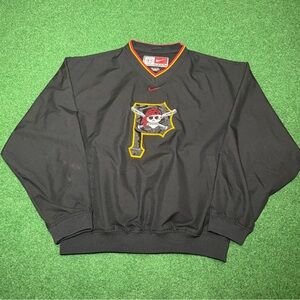 Vintage 90s Pittsburgh Pirates Skull Jacket, Nike Pullover Windbreaker (Medium)
